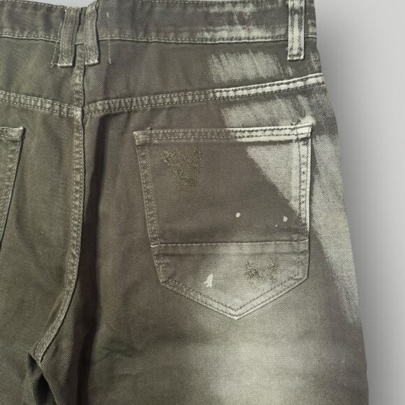 Smoke Rise Men’s Distressed Moto Jeans Size 36x32 Olive Green - Picture 5 of 6